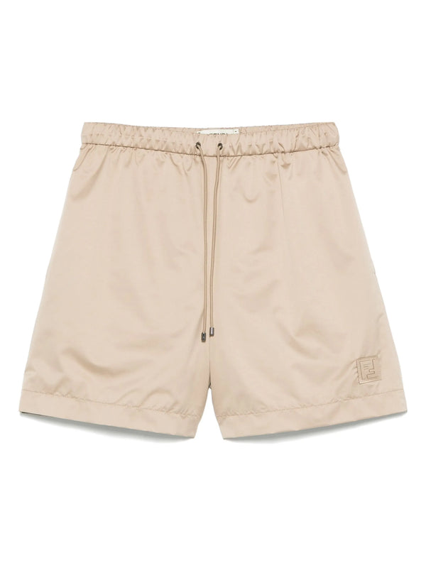 brown technical silk shorts