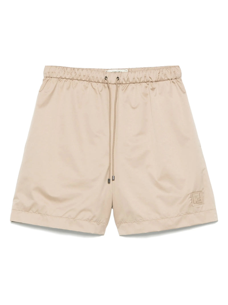 brown technical silk shorts