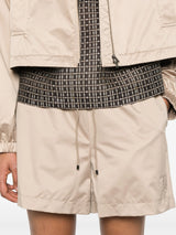 brown technical silk shorts