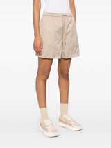 brown technical silk shorts