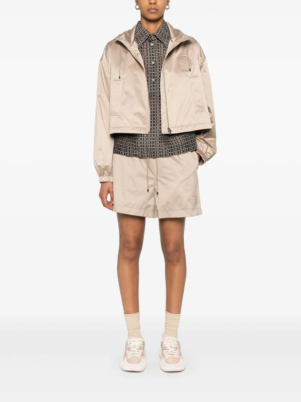 brown technical silk shorts