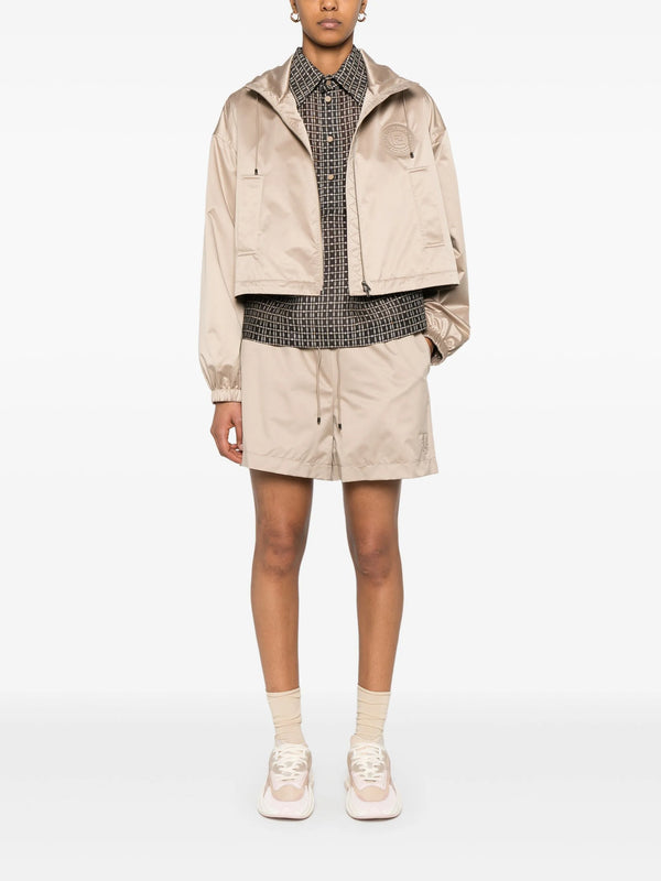 brown tech silk windbreaker jacket