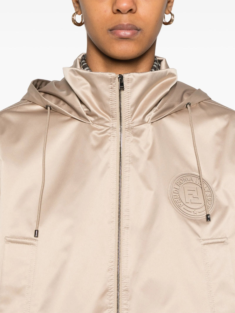 brown tech silk windbreaker jacket
