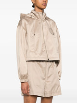 brown tech silk windbreaker jacket