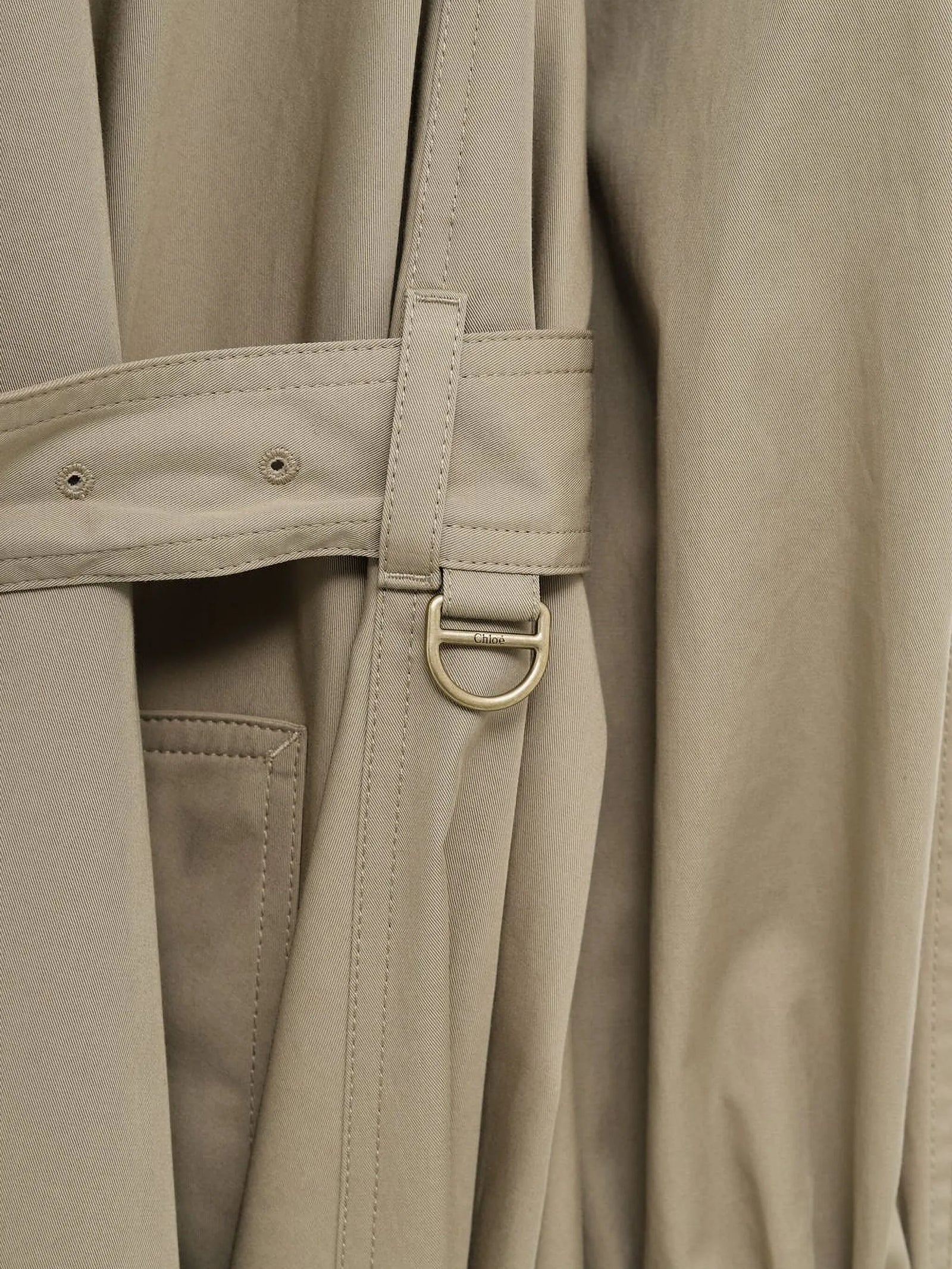 high-neckled long trench coat in cotton gabardine – LISKAFASHION