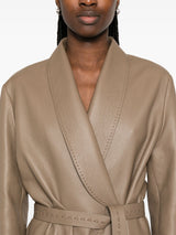 Green leather coat