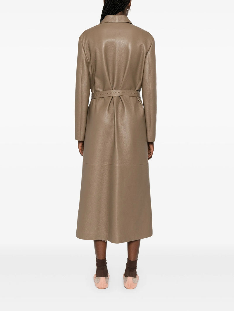 Green leather coat