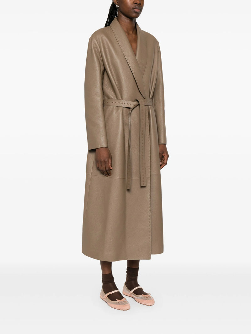 Green leather coat