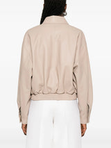Dove grey leather bomber jacket