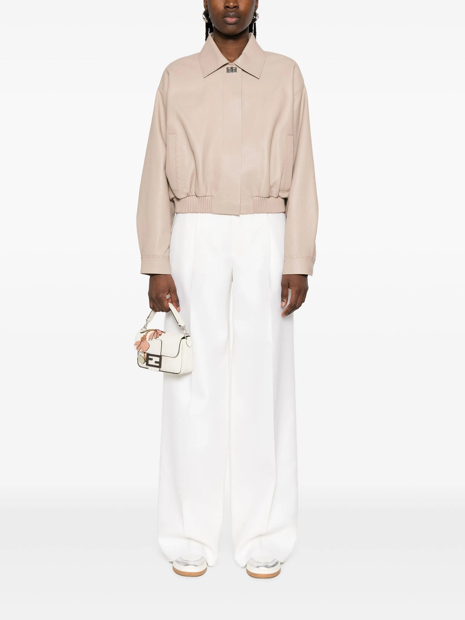 Dove grey leather bomber jacket – LISKAFASHION