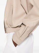 Dove grey leather bomber jacket