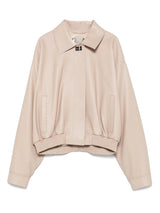 Dove grey leather bomber jacket