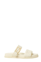 White nappa leather slides
