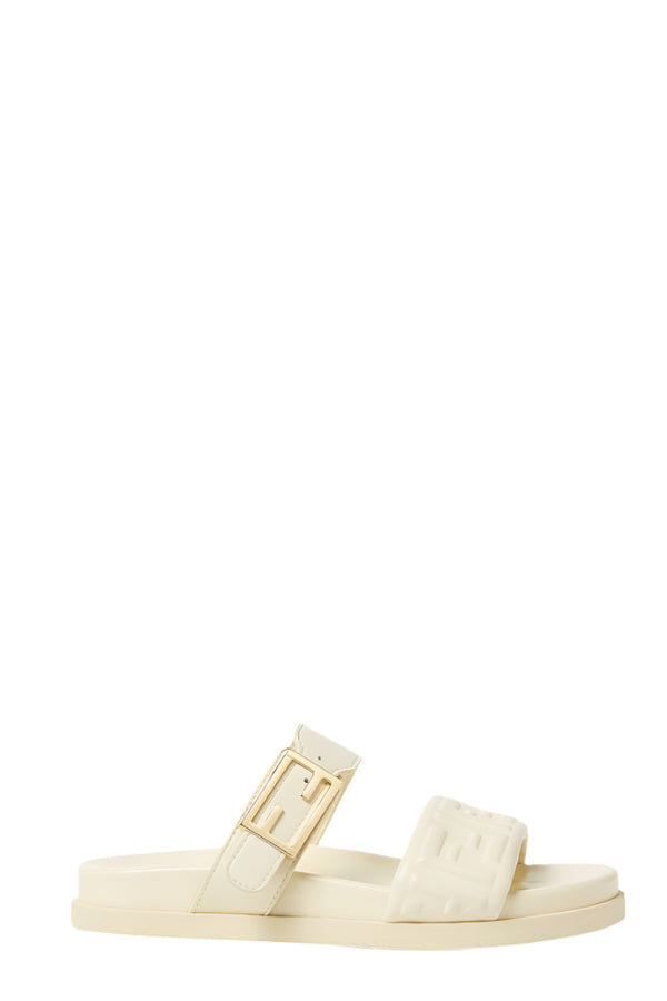 White nappa leather slides