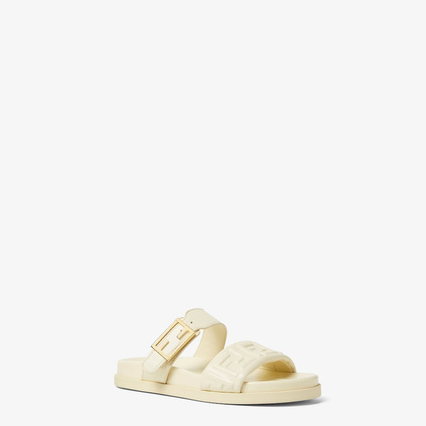 White nappa leather slides