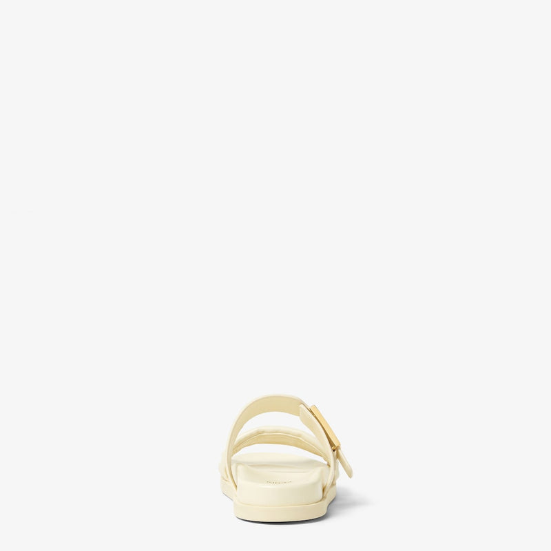 White nappa leather slides