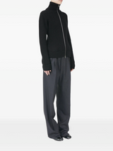 Knit zip-up cardigan