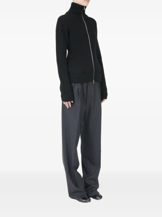 Knit zip-up cardigan