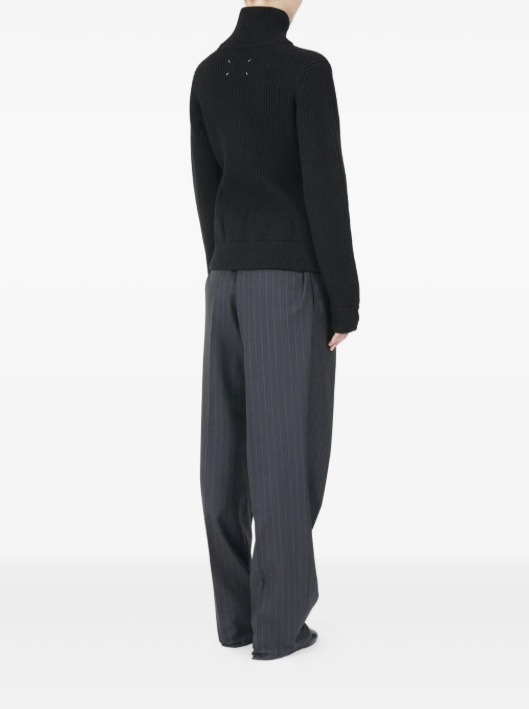 Knit zip-up cardigan