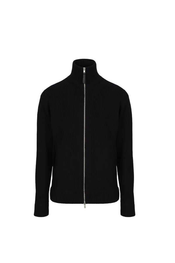 Knit zip-up cardigan