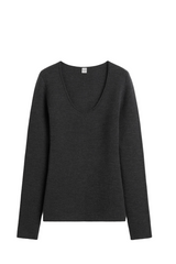 Compact knit top charcoal