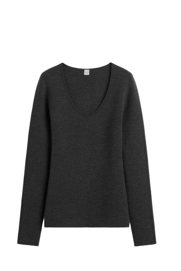 Compact knit top charcoal
