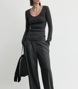 Compact knit top charcoal