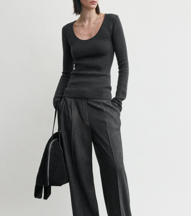 Compact knit top charcoal