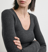 Compact knit top charcoal