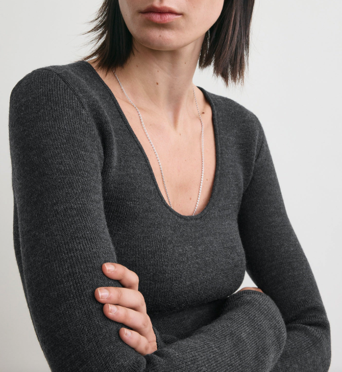 Compact knit top charcoal