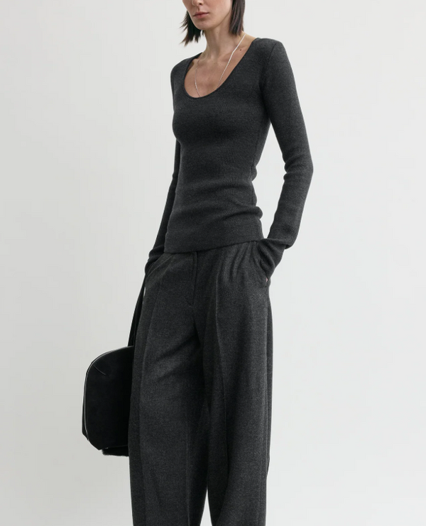 Compact knit top charcoal