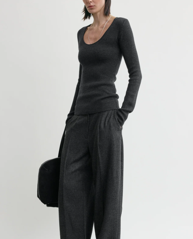 Compact knit top charcoal