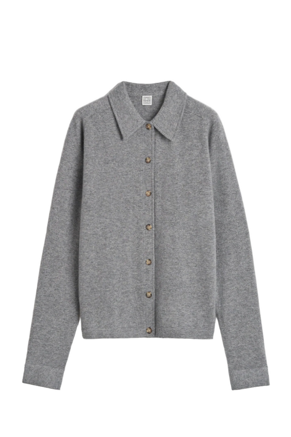 Raglan-sleeve cashmere cardigan grey melange