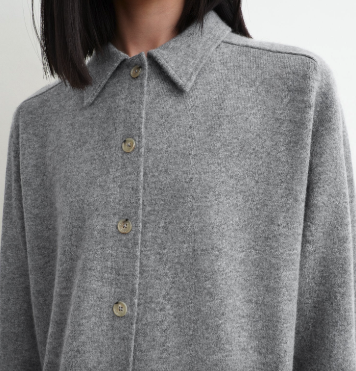 Raglan-sleeve cashmere cardigan grey melange