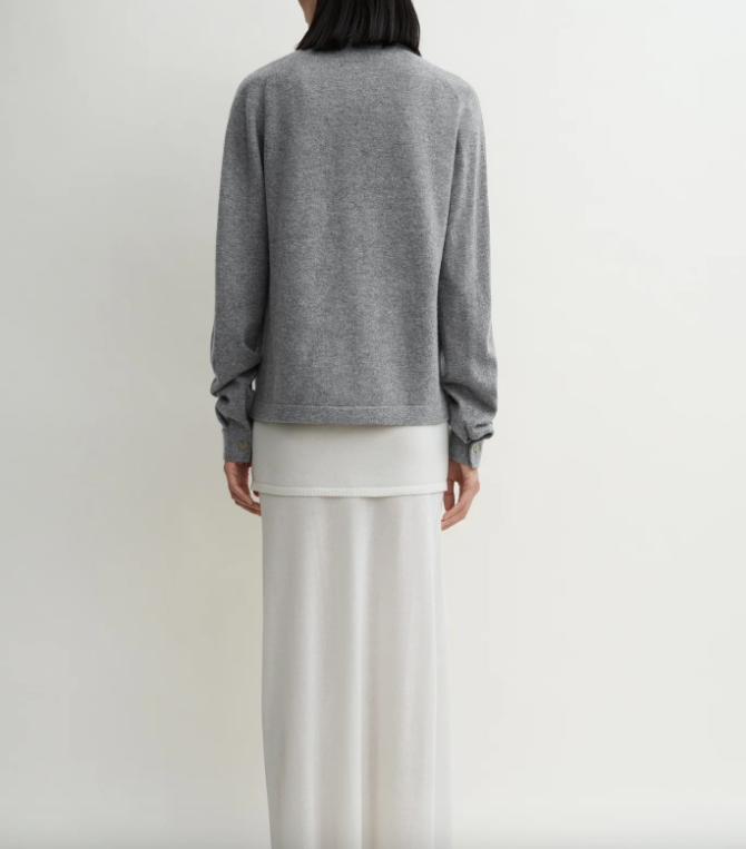 Raglan-sleeve cashmere cardigan grey melange