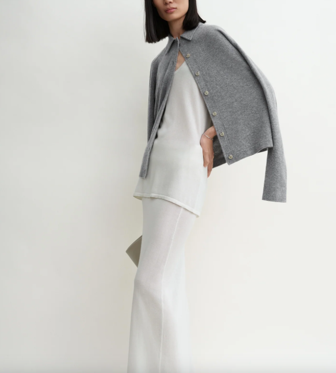 Raglan-sleeve cashmere cardigan grey melange