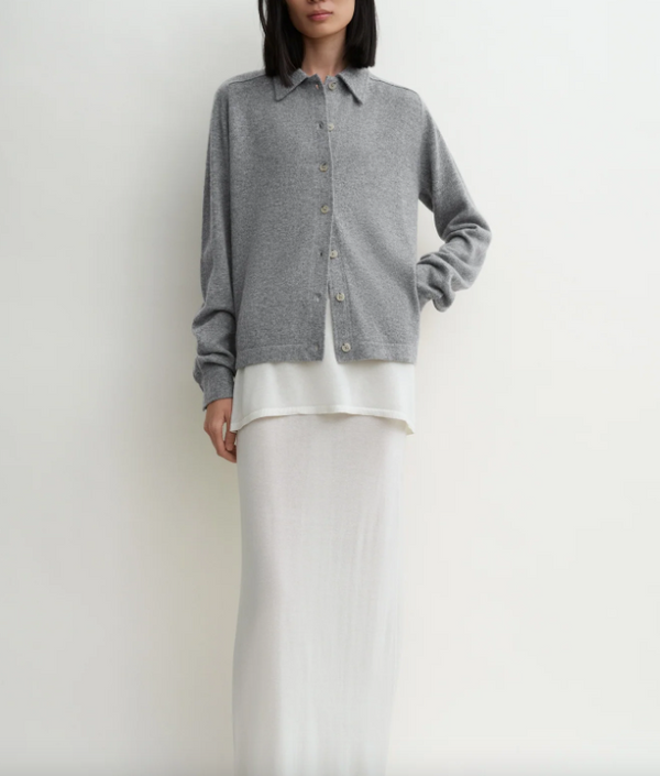 Raglan-sleeve cashmere cardigan grey melange