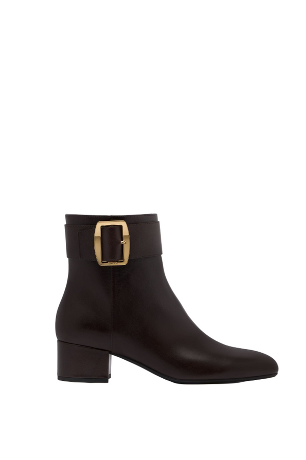 Boucle Bootie in Brown Leather