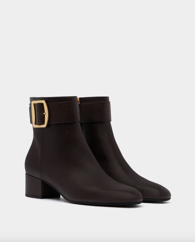 Boucle Bootie in Brown Leather