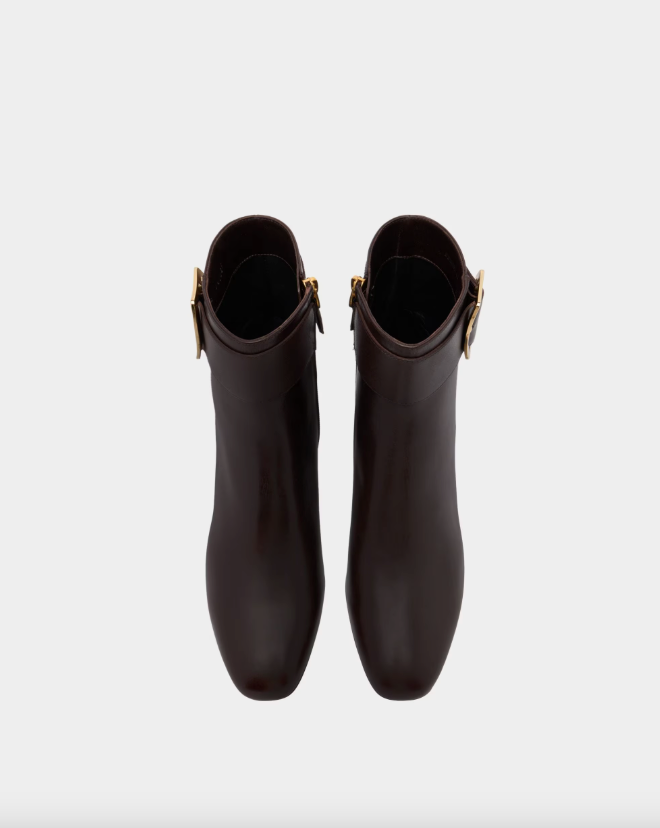 Boucle Bootie in Brown Leather