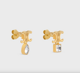 Triomphe Twinkle Earrings in Strass and Brass with Gold Finish
