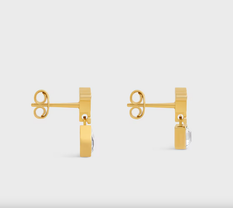 Triomphe Twinkle Earrings in Strass and Brass with Gold Finish