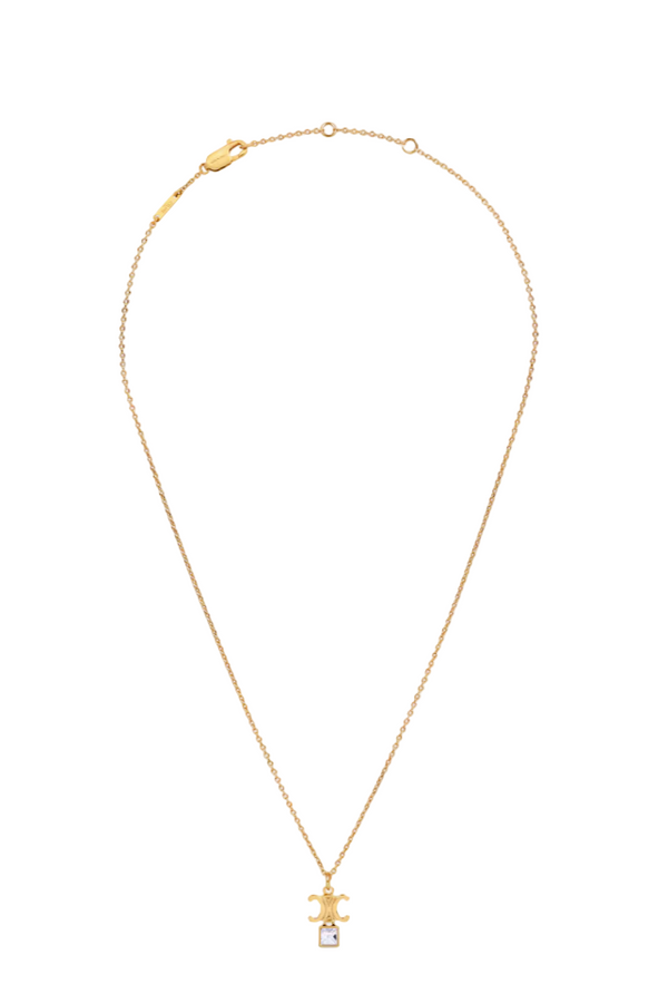 Triomphe Twinkle Necklace in Strass and Brass with Gold Finish