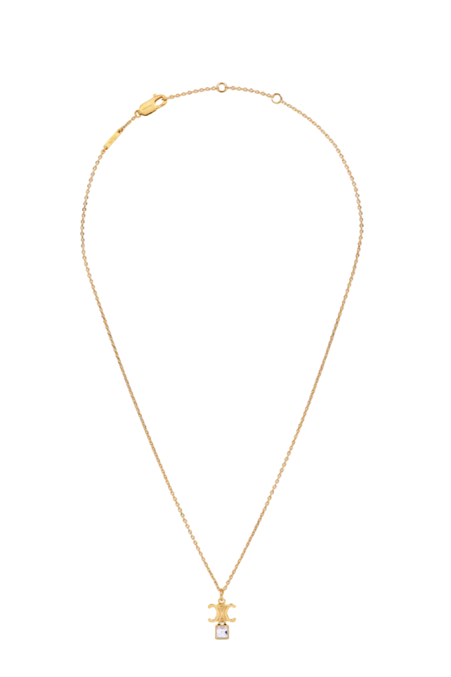 Triomphe Twinkle Necklace in Strass and Brass with Gold Finish