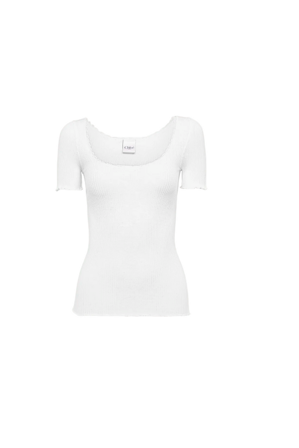 Scoop-neck fitted T-shirt in cotton