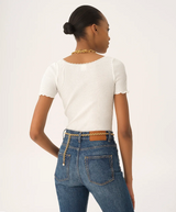Scoop-neck fitted T-shirt in cotton