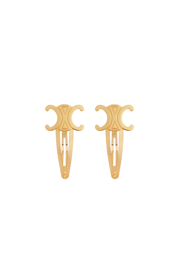 Set of 2 Snap Hair Clips in Brass with Gold Finish and Steel
