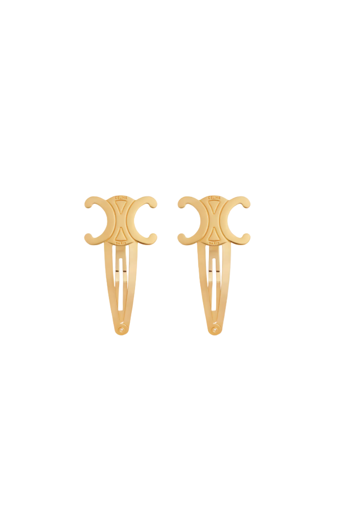 Set of 2 Snap Hair Clips in Brass with Gold Finish and Steel
