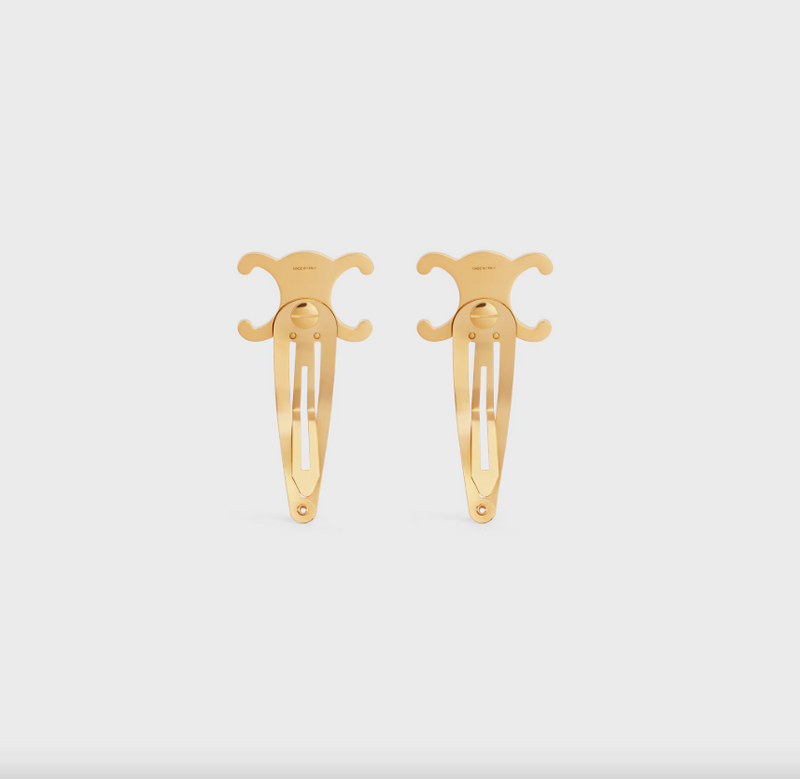 Set of 2 Snap Hair Clips in Brass with Gold Finish and Steel