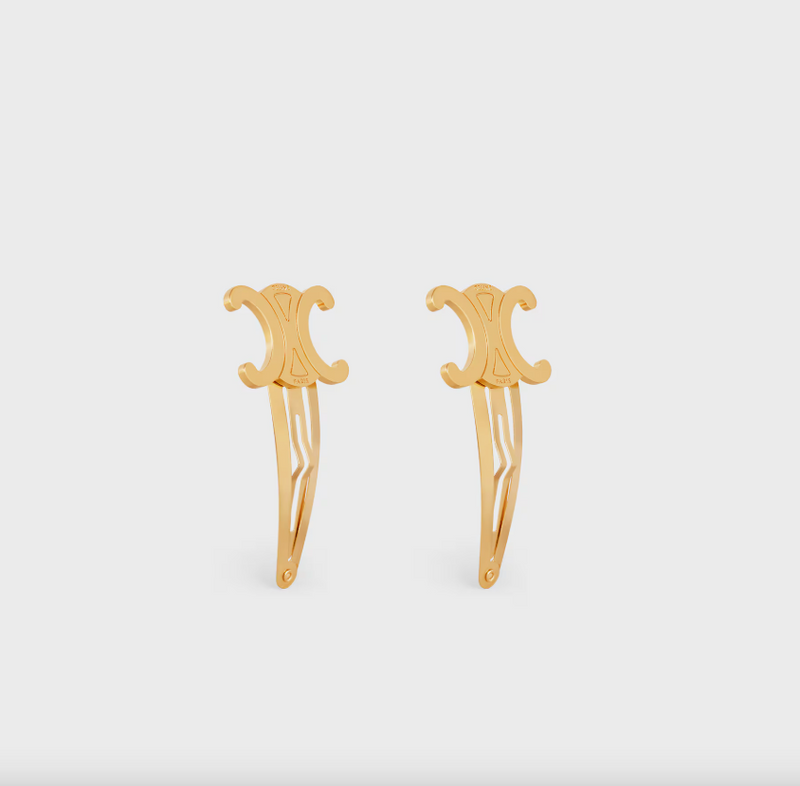 Set of 2 Snap Hair Clips in Brass with Gold Finish and Steel